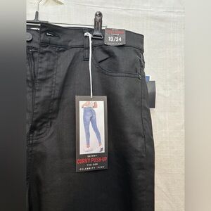 Celebrity Pink Women’s Black Skinny Jeans The Deb shiny denim 19/34